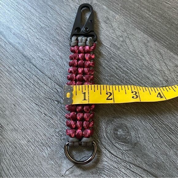 Paracord Keychain Handmade USA NEW Pink Burgundy Gray Black Silver - Picture 8 of 9